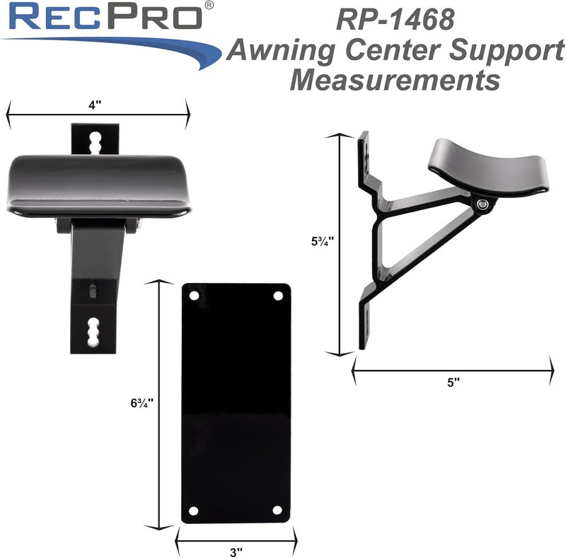RecPro RV Awning Roller Cradle Support | Black - Image 2